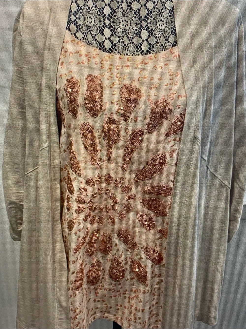 Style & Co. Pink Tank Top with Rose Gold Sequin Sunburst
